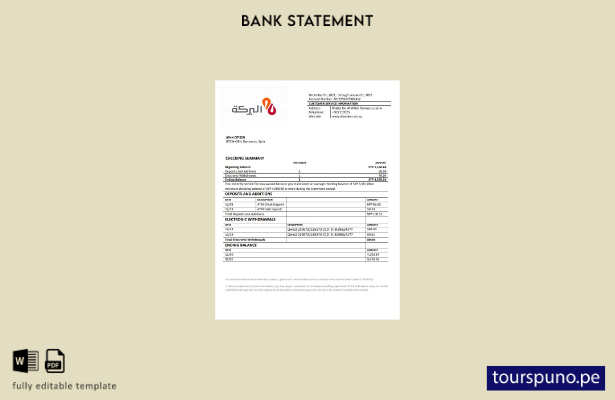 listo para imprimir plantilla de word   extracto bancario de Siria Al Baraka